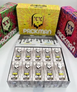 A Packman 2G disposable vape device, showcasing its vibrant design and branding, positioned against a clean background.