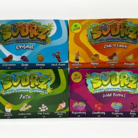Sourz Liquid Diamond Edibles package featuring premium cannabis-infused gummies with potent liquid diamond extract for a powerful and flavorful experience.