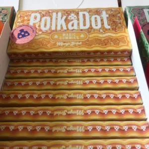 Polkadot Chocolate Bars packaging featuring a vibrant design, highlighting the rich flavors and THC infusion.