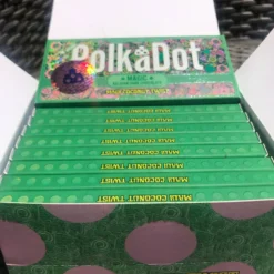 Polkadot Chocolate Bar packaging showcasing rich milk and dark chocolate options infused with THC.