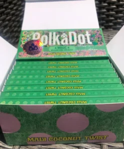 Polkadot Chocolate Bar packaging showcasing rich milk and dark chocolate options infused with THC.